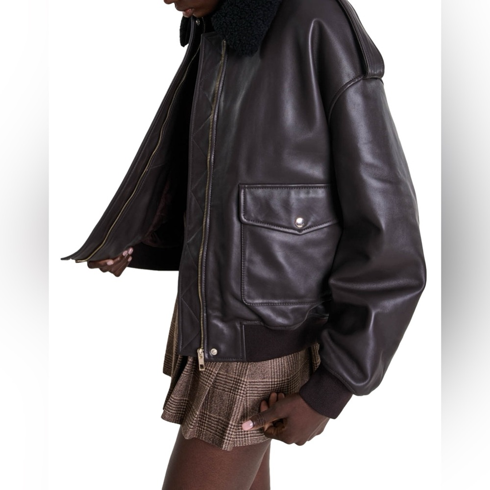NWT! Maje Blastiya Leather Aviator Bomber Jacket